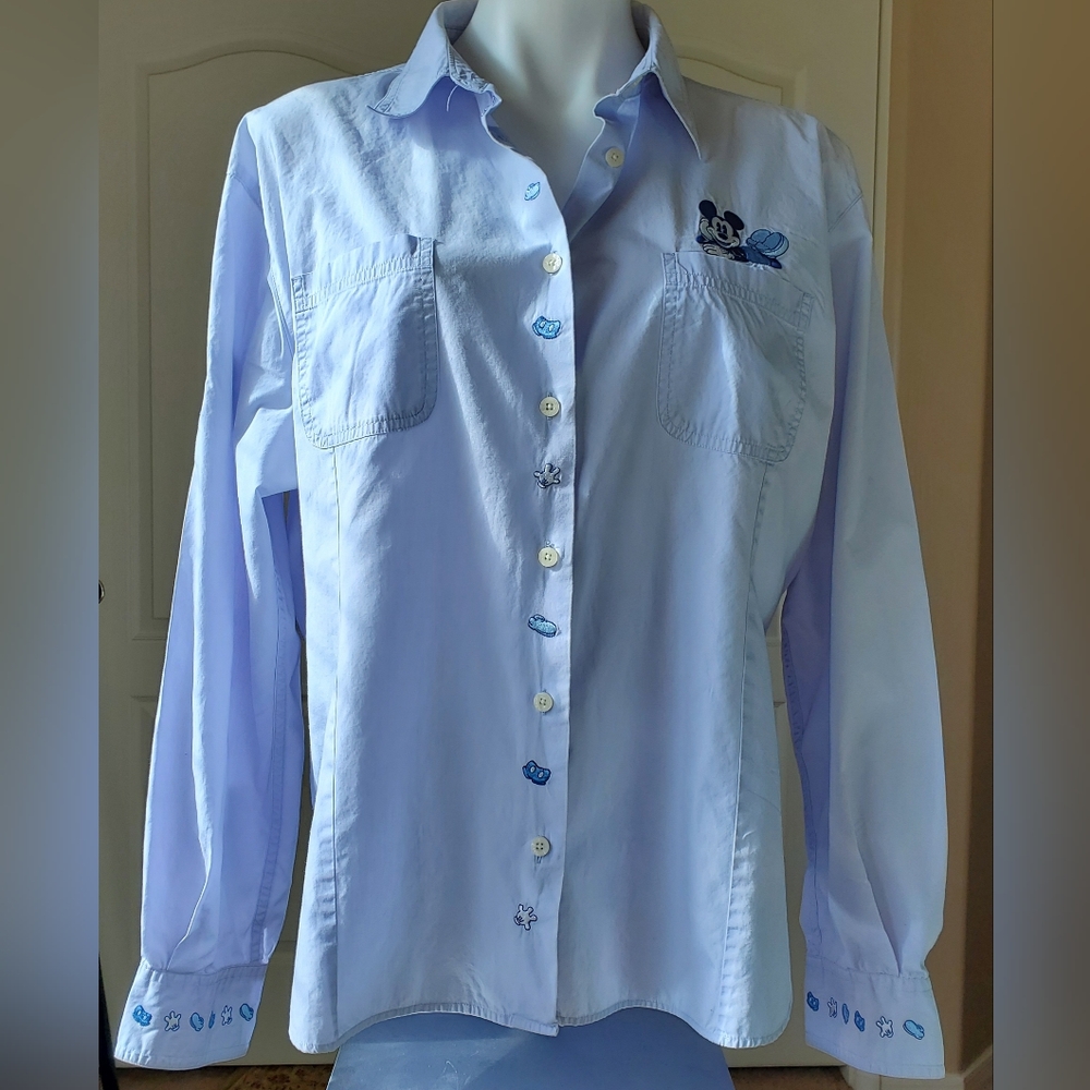 Vintage Disney Catalog Periwinkle Blue Mickey Mouse Button down shirt 2x